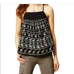 Anthropologie- HD in Paris Sevane Animal Embroidered Tank Size Small